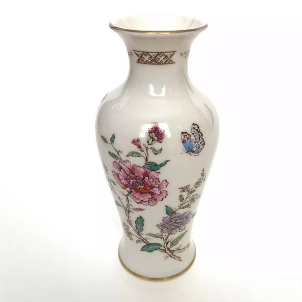 Vintage 80s Gorham Vase Secret Garden 6" Made in USA 1981 Flowers Butterflies